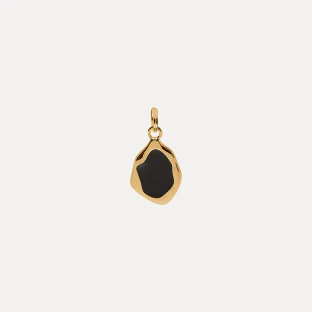 Stilnest Oyster Anhänger Schwarz 24k Gold Vermeil Emaille