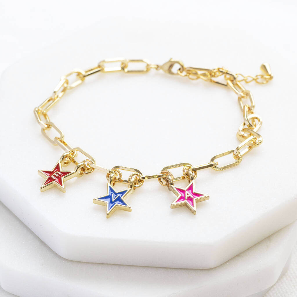 Joy by Corrine Smith Stars Charm Armband Gold personalisiert