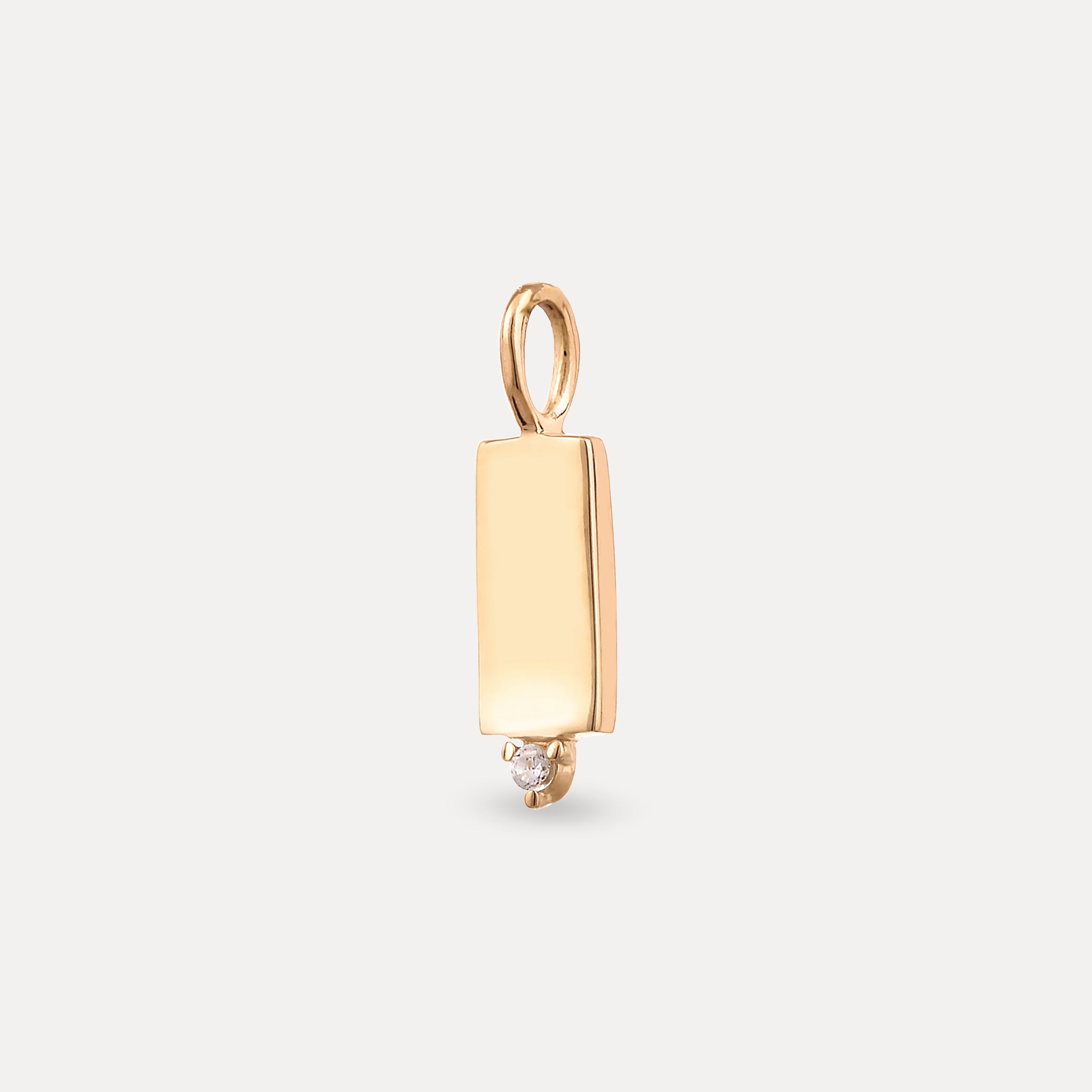 Stilnest Saphir Brick Tag Anhänger 585 Gold Massivgold