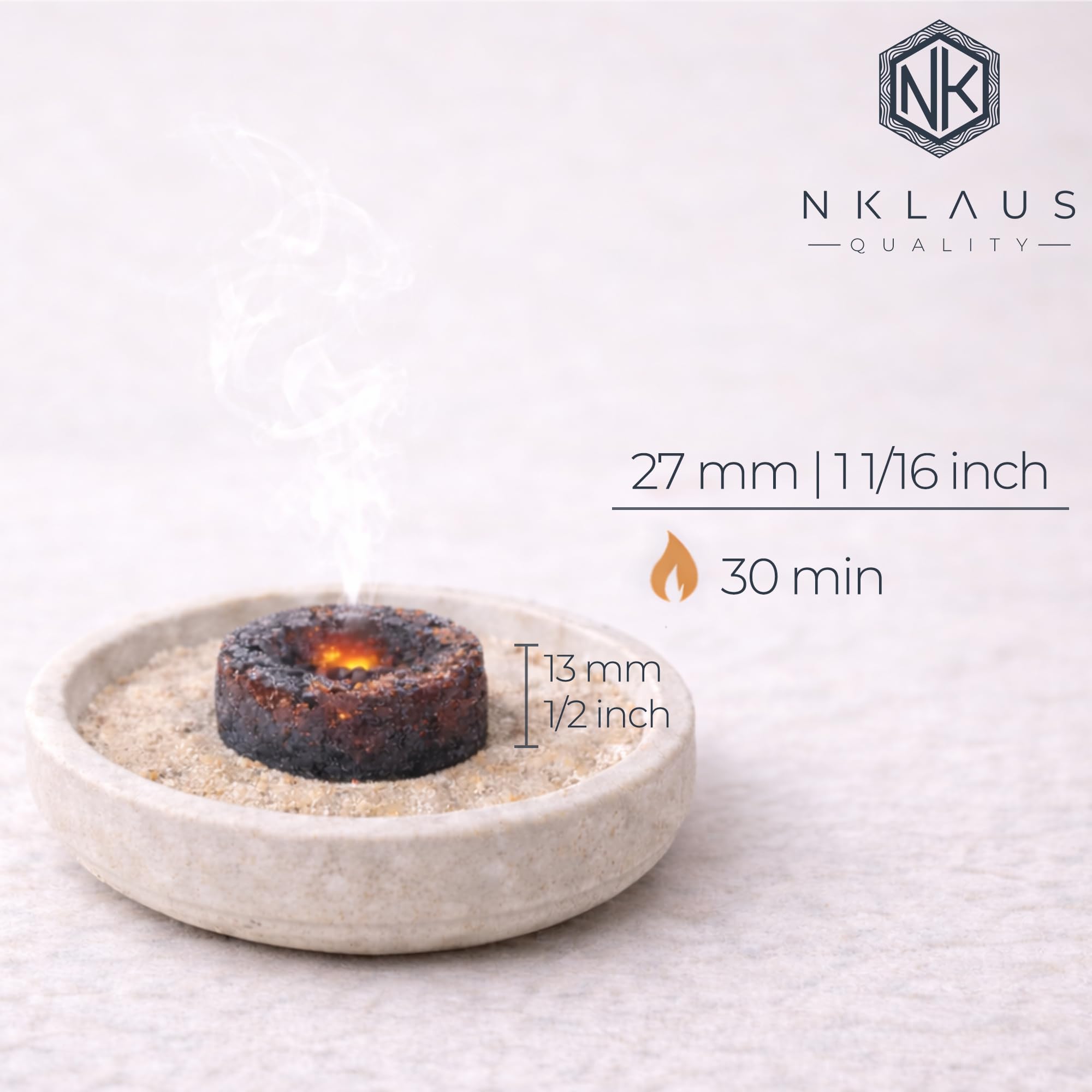 NKlaus HOME SCENTS Räucherkohle 27mm 60 Stück 10 Rollen