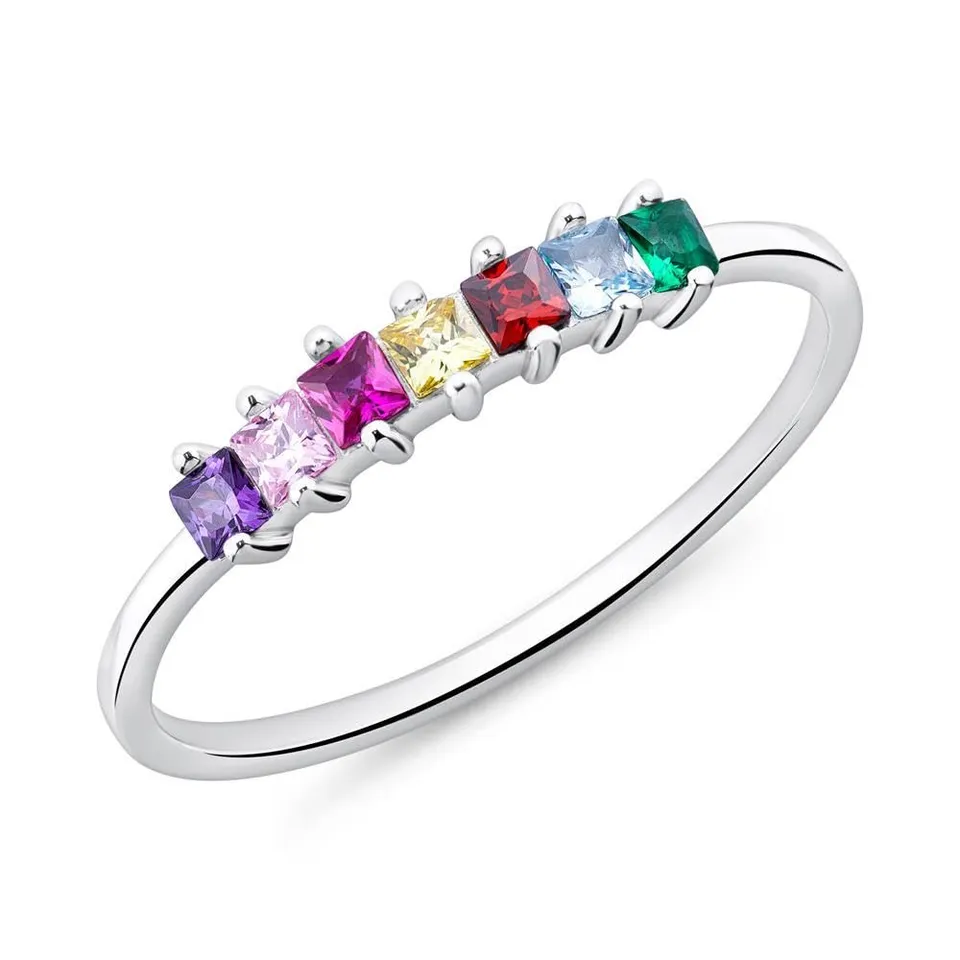 JEWLIX Damenring 925 Silber bunte Zirkonia Ring Gr.56