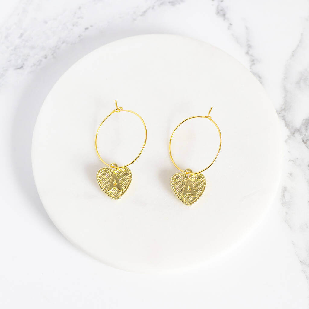 Joy by Corrine Smith Earrings Dotted Heart Hoop Gold