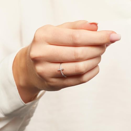JEWLIX Kreuz Ring 585er Weißgold mit 17 Diamanten