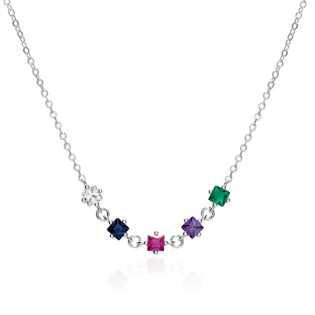 JEWLIX Kette 925er Silber Zirkonia Bunt Halskette Damen