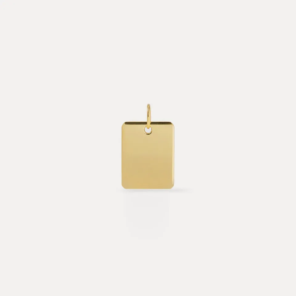Stilnest Edge Tag Anhänger 585 Gold 14k Massivgold gravierbar