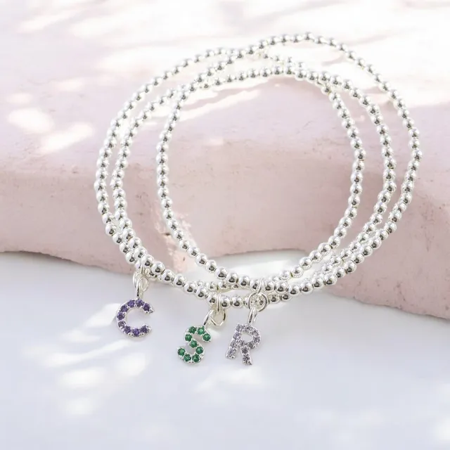 Joy by Corrine Smith Beaded Armband Silber Perle Initial