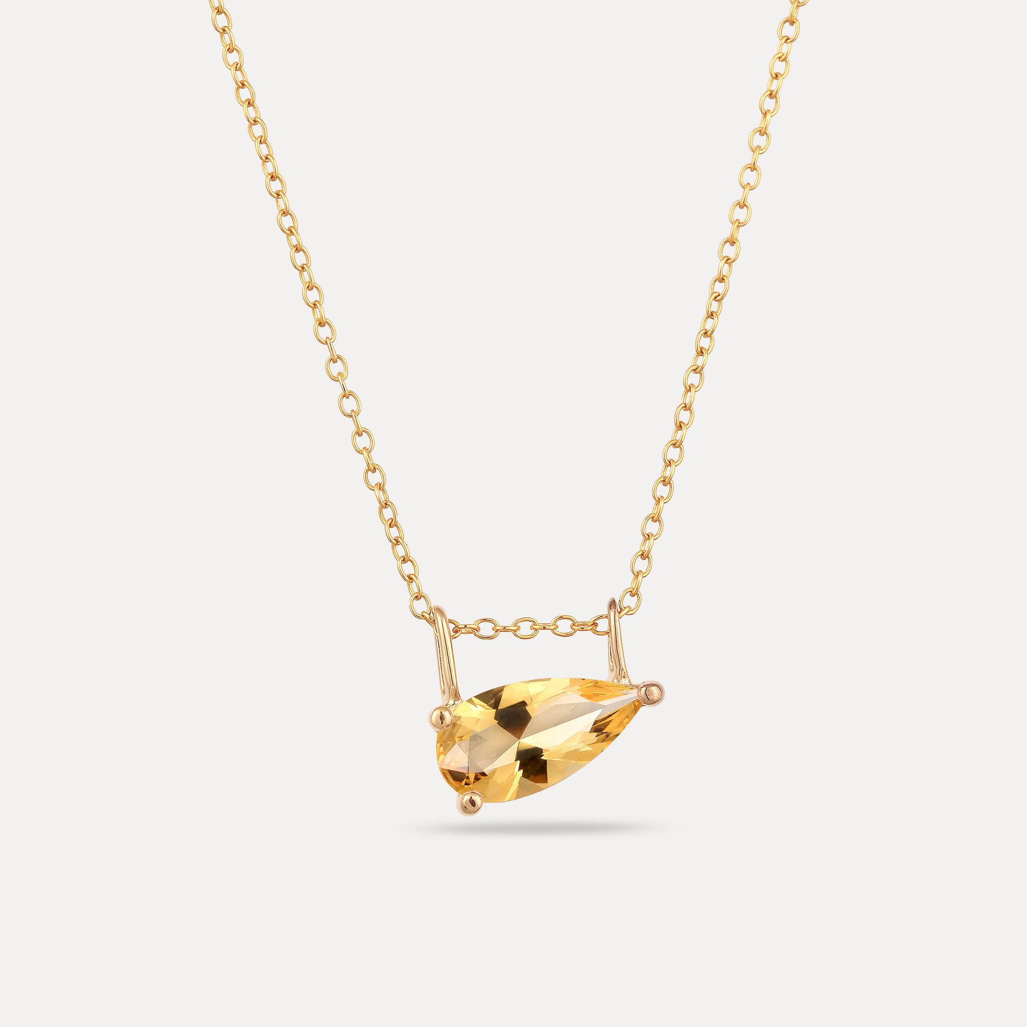 Stilnest Citrin Balance Drop Anhänger Gold Vermeil
