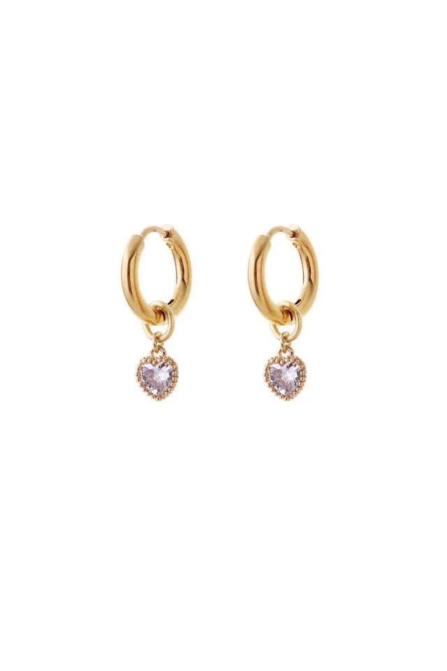 Joy Crystal Heart Huggie Ohrringe Gold