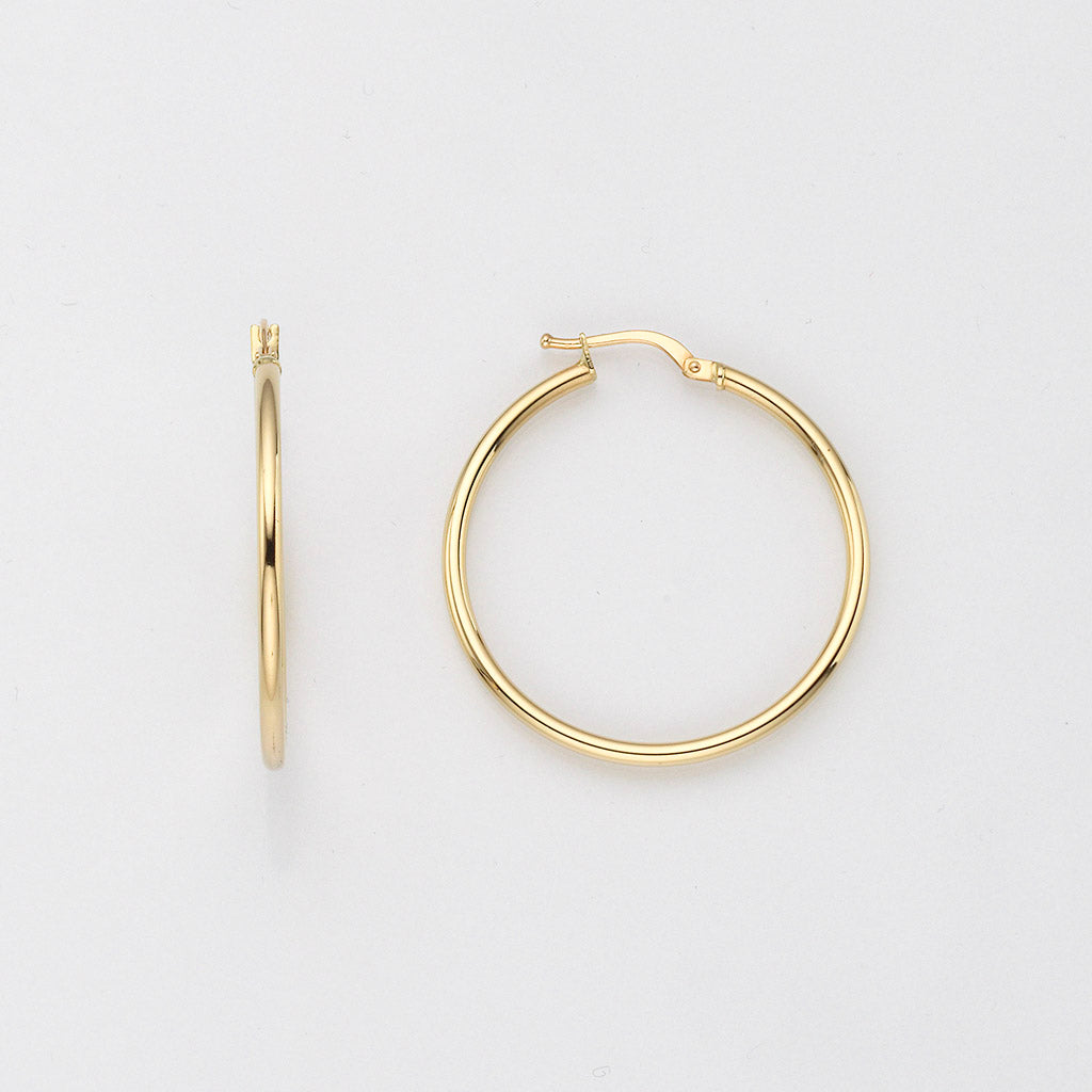 Eugen Rühle Creolen Runddraht 2mm Ø 30mm 585 Gold Ohrringe