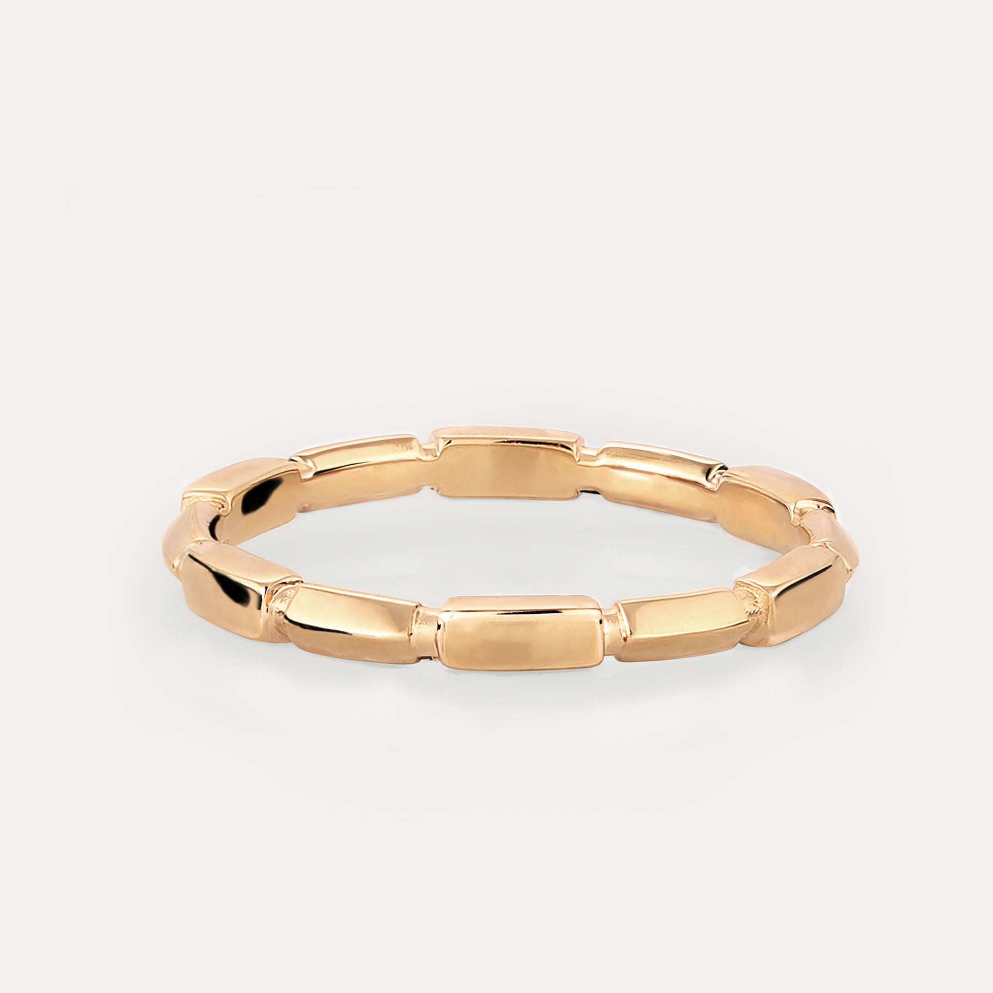 Stilnest Offset Brick Ring 585 Gold 14k Massivgold Stapelring