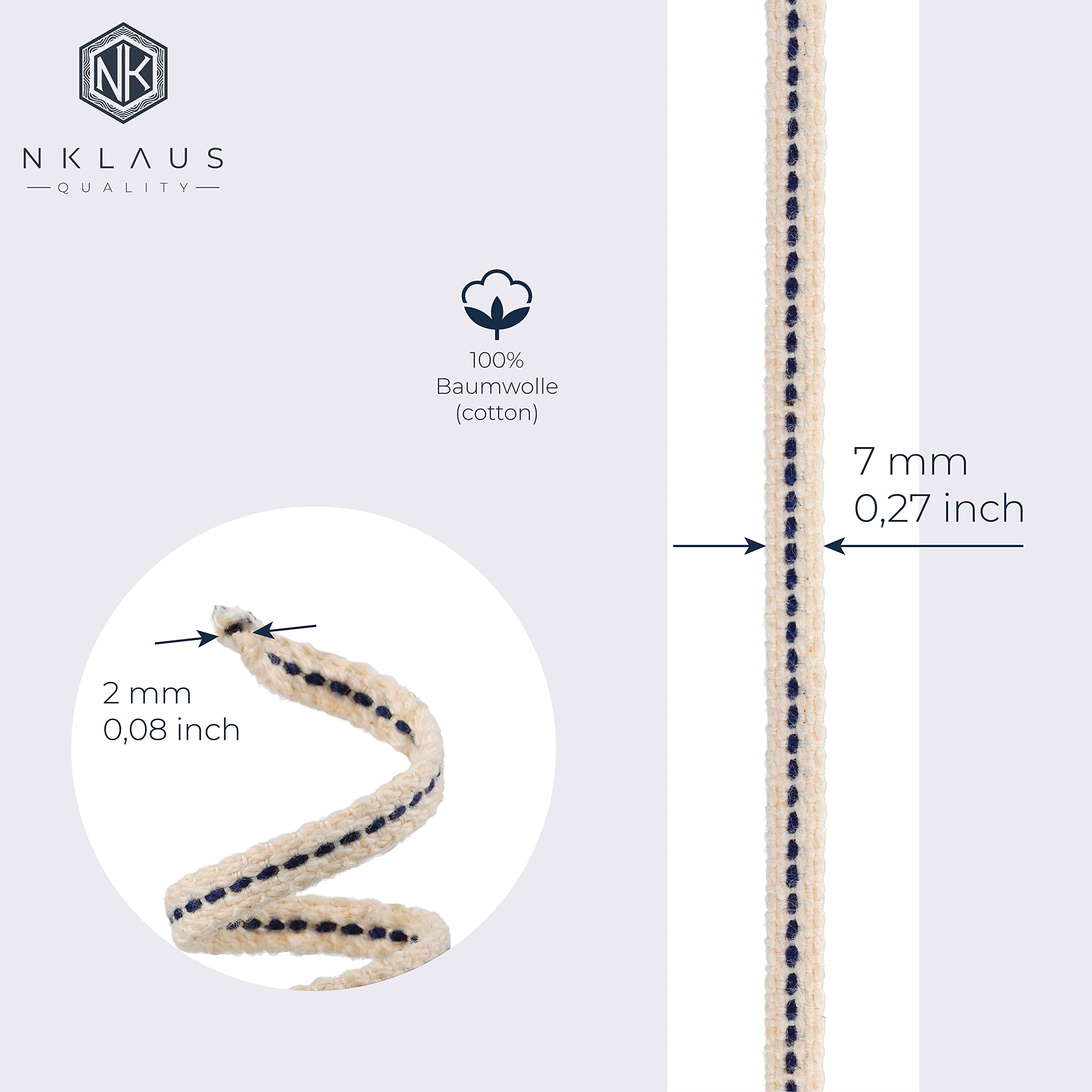 NKlaus Wicks Lampendocht Baumwolle 7mm 1 Meter