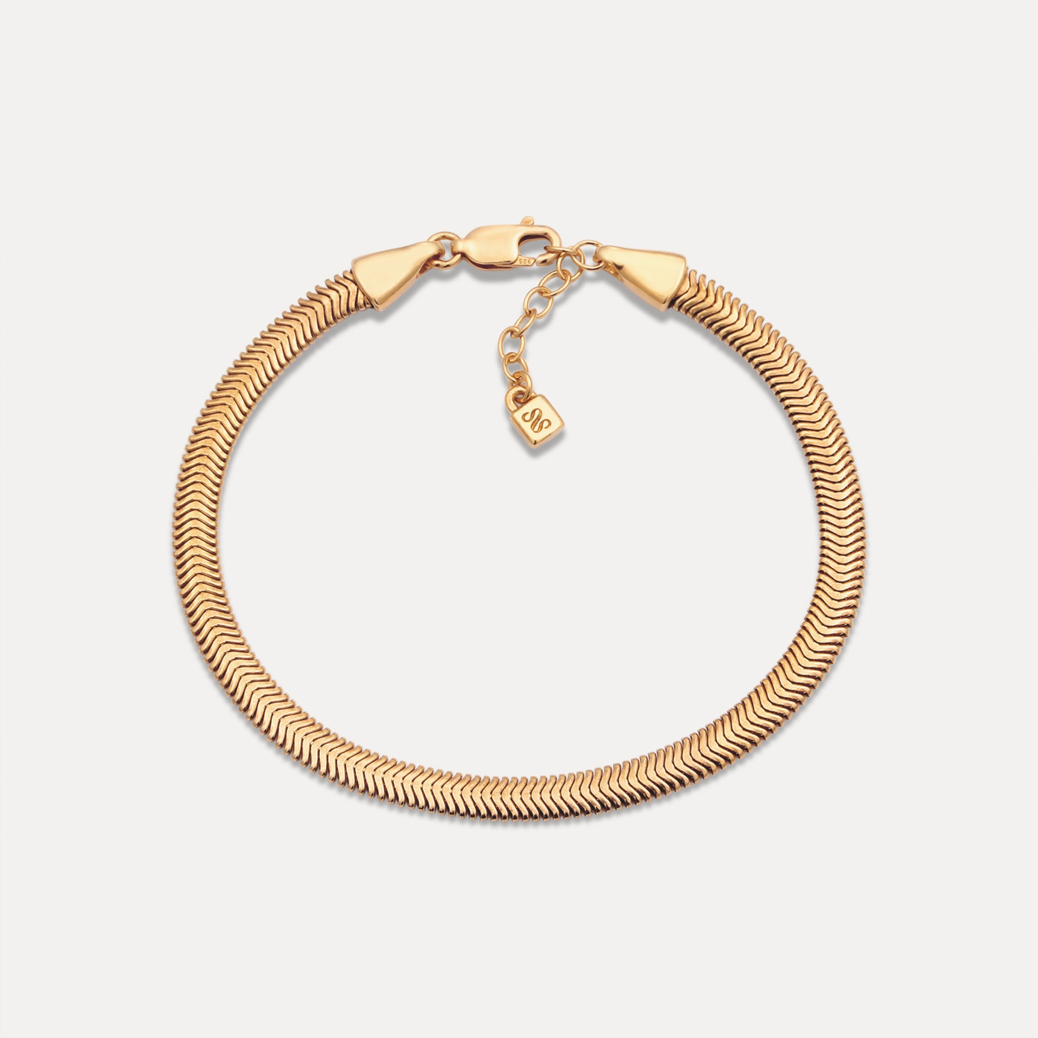 Stilnest Bracelets Herringbone Chain Armband Gold
