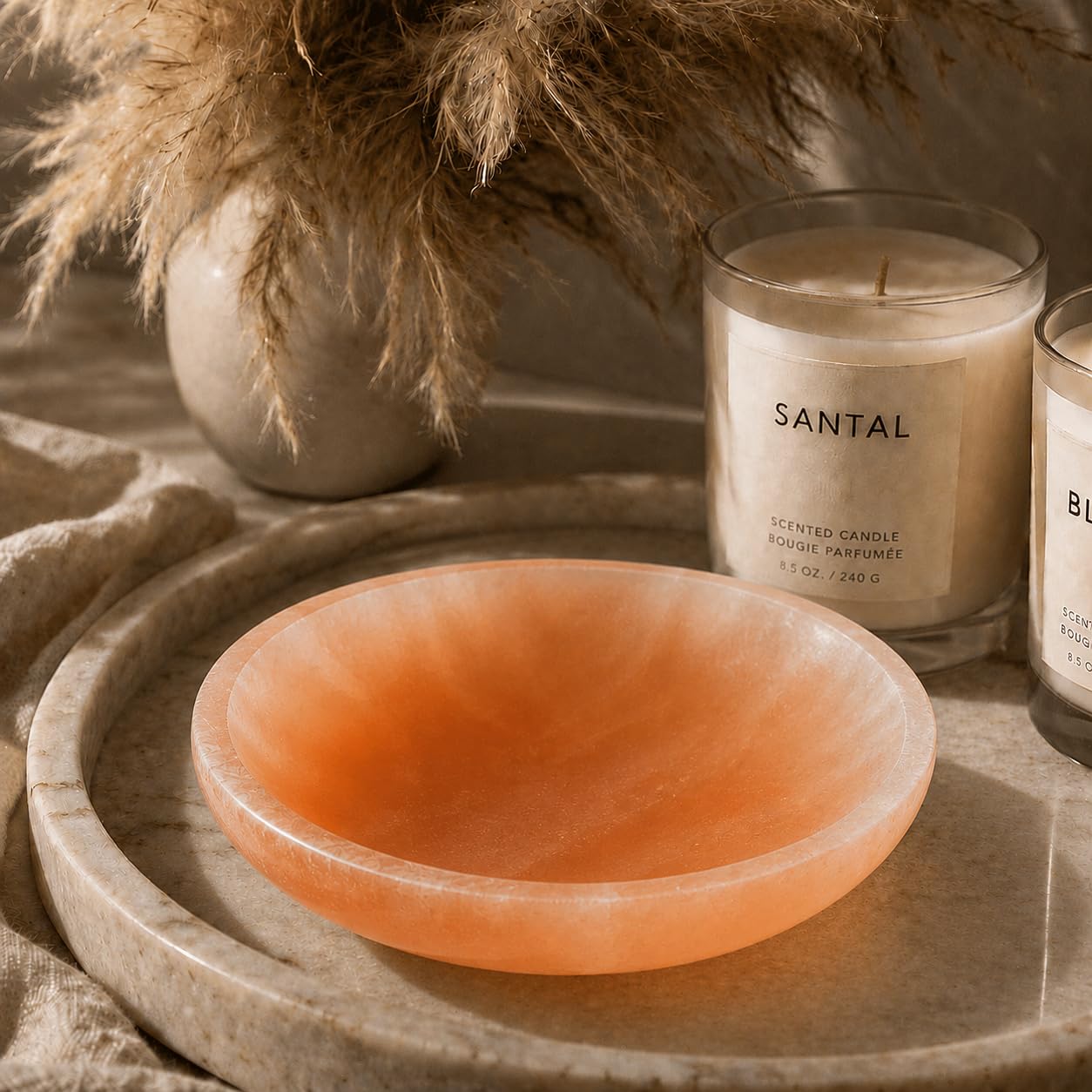 NKlaus Healing Crystals Orange Selenit Schale 19 cm Ladeschale