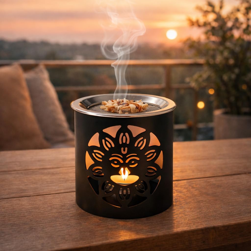 NKlaus Home Scents Räucherstövchen Smiley Eisen schwarz