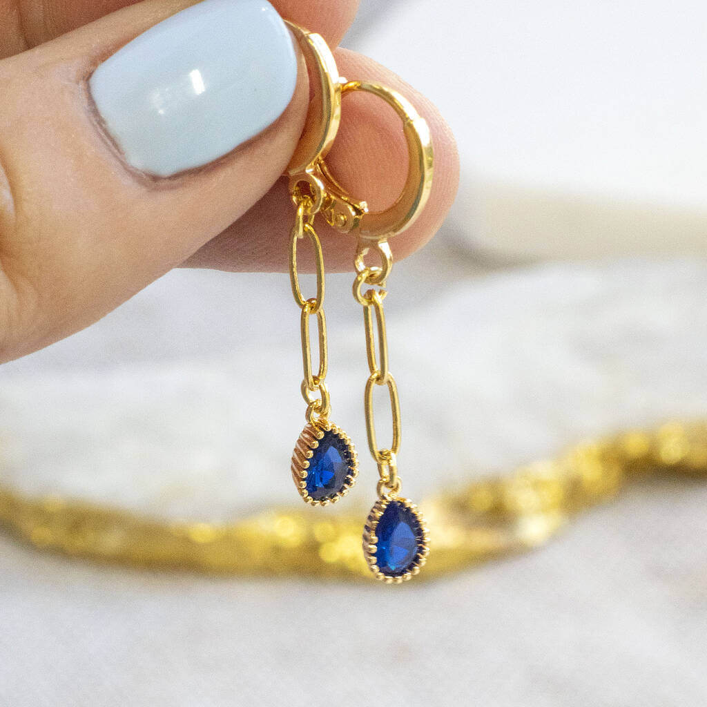 Joy by Corrine Smith Sapphire September Ohrringe Gold Tropfen