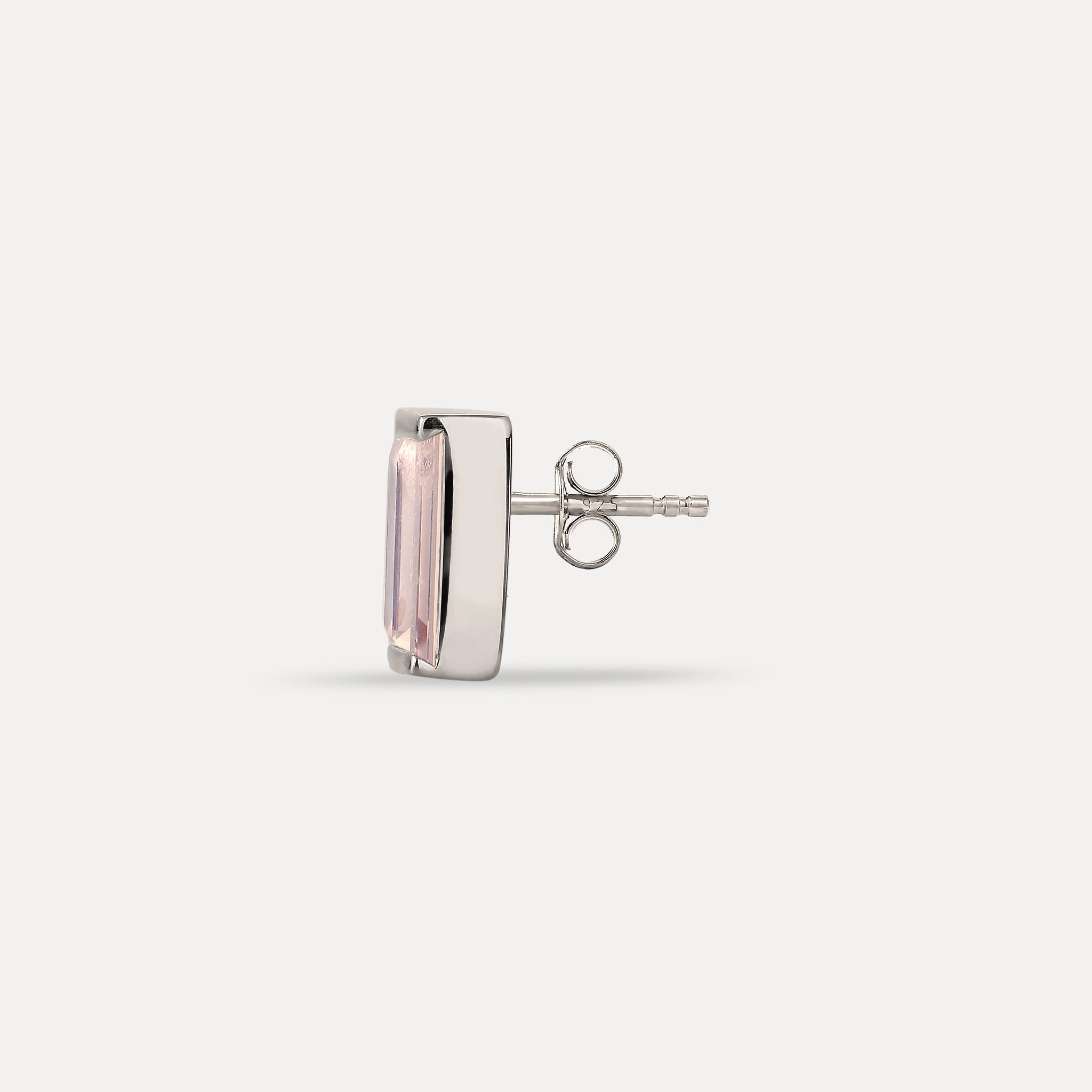 Stilnest Balance Baguette Ohrstecker Rosenquarz Gold Single