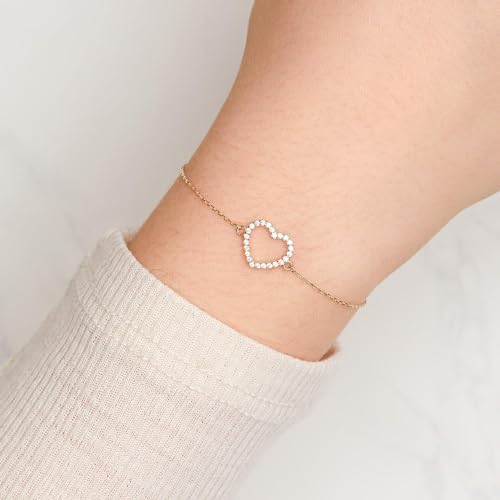 JEWLIX ID-Armbänder Herzarmband Damen 9K Gold Zirkonia
