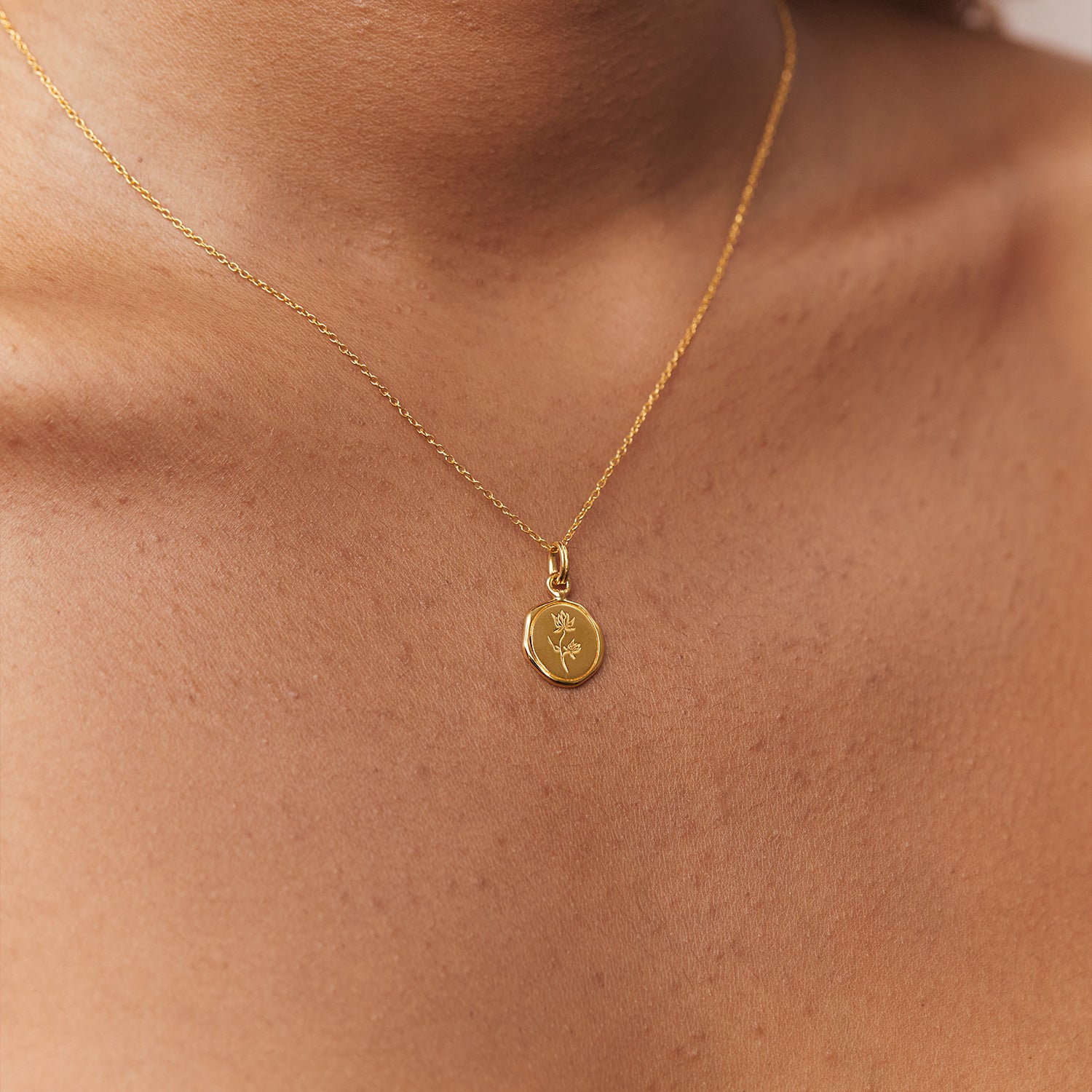 Stilnest Floral Seal Kette 585 Gold 45 cm Massivgold