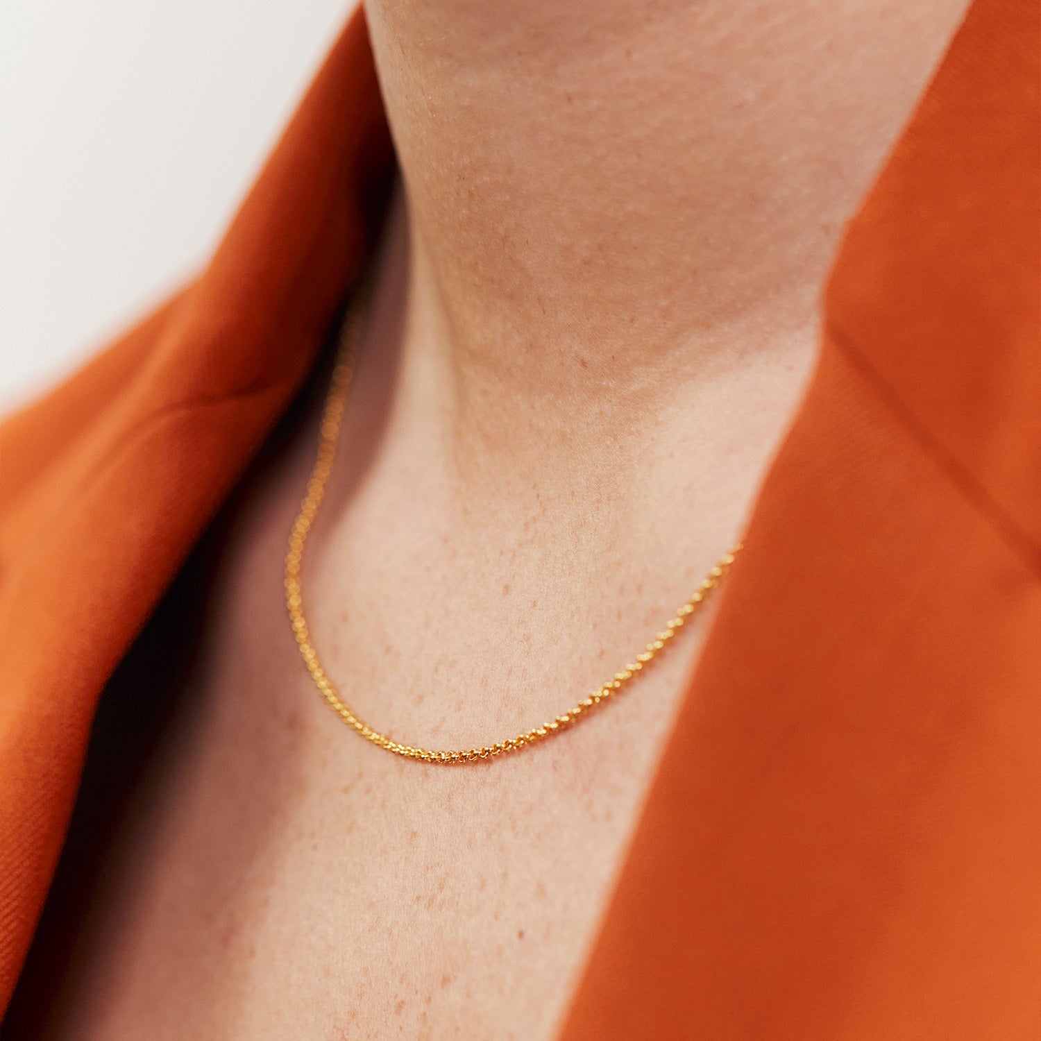 Stilnest Rolo Kette Halskette Gold Vermeil 50cm Robust