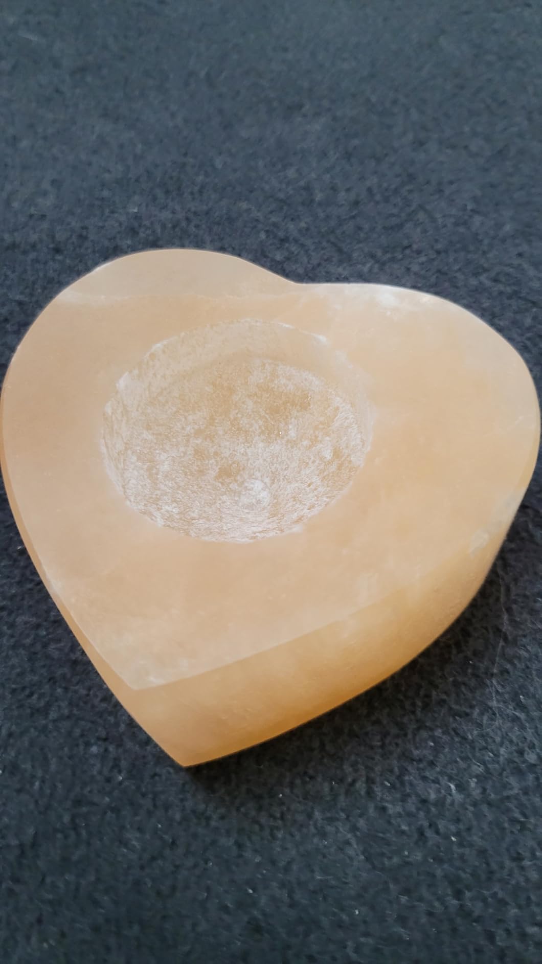 NKlaus HEALING CRYSTALS Pfirsich-Selenit Herz-Teelichthalter 9cm