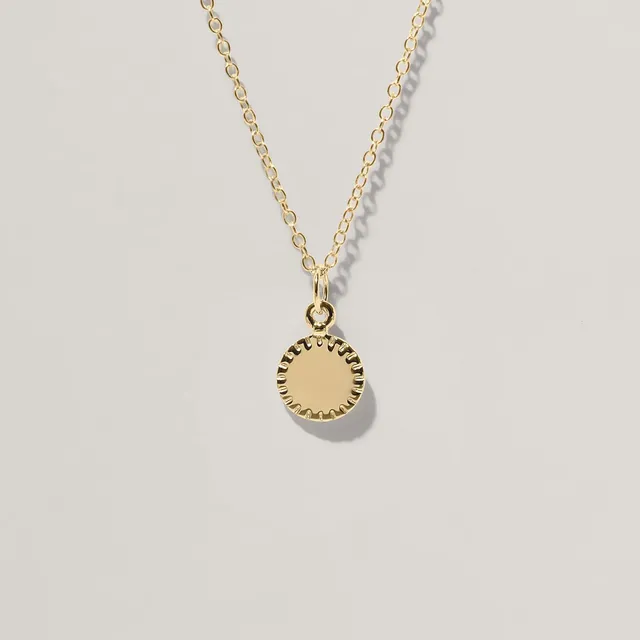 Stilnest Biscuit Tag Kette Round 585 Gold 45cm Gravur