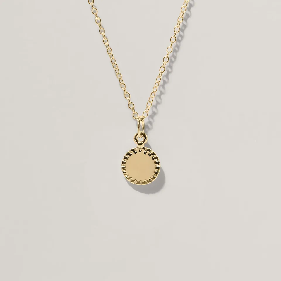 Stilnest Biscuit Tag Kette Round 585 Gold 45cm Gravur