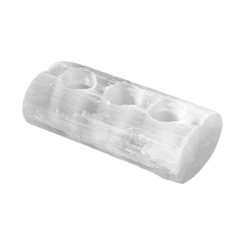 NKlaus Healing Crystals Selenit Dreier Teelichthalter 18x9cm