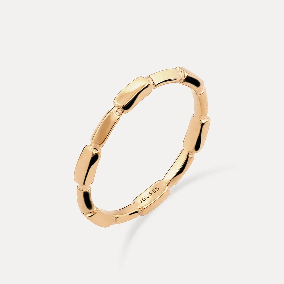 Stilnest Offset Brick Ring 585 Gold 14k Massivgold Stapelring