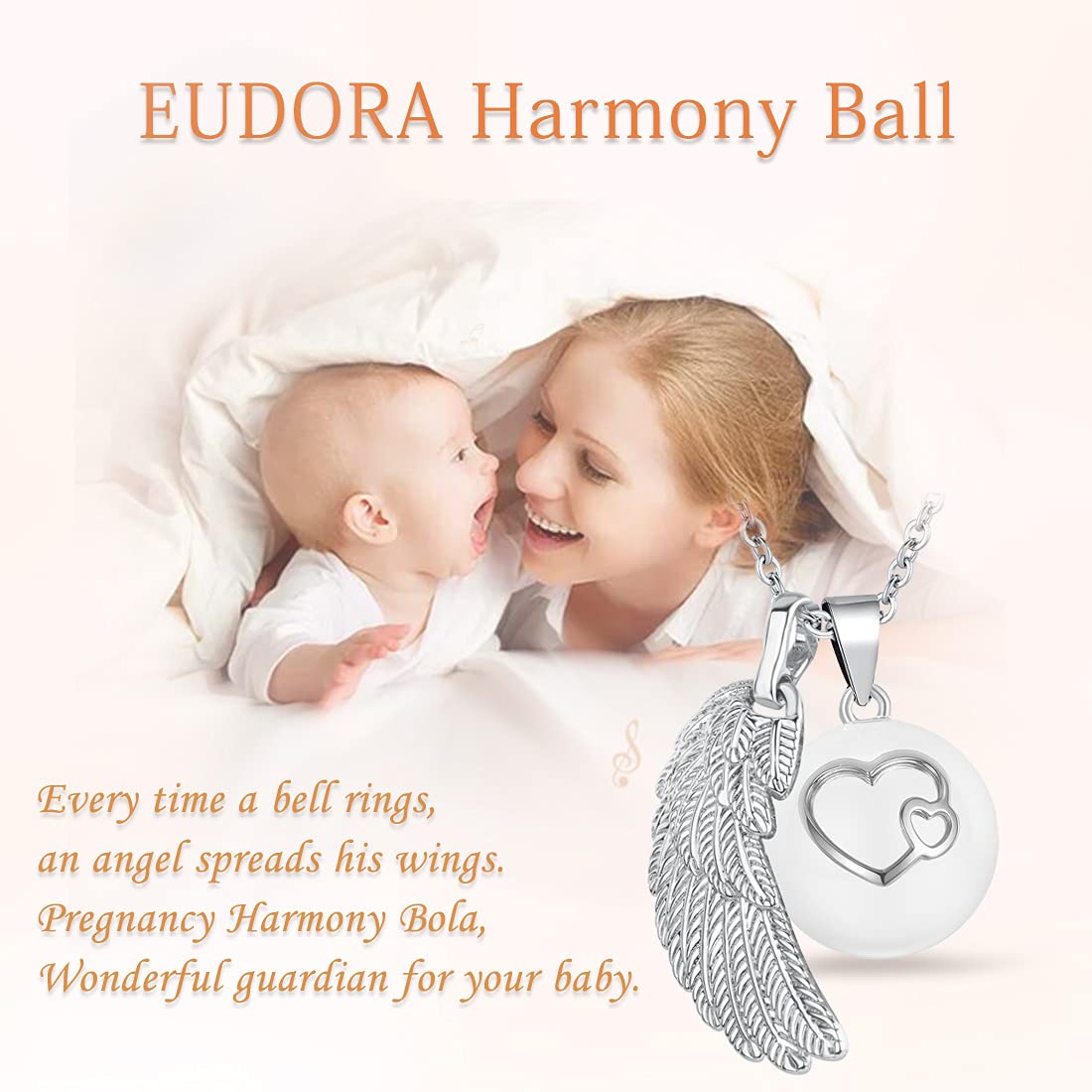 Eudora Harmony Bola Klangkugel Halskette Doppelherz 114 cm