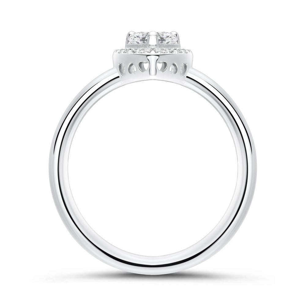 JEWLIX Herzring 925 Silber Zirkonia Ring 56mm