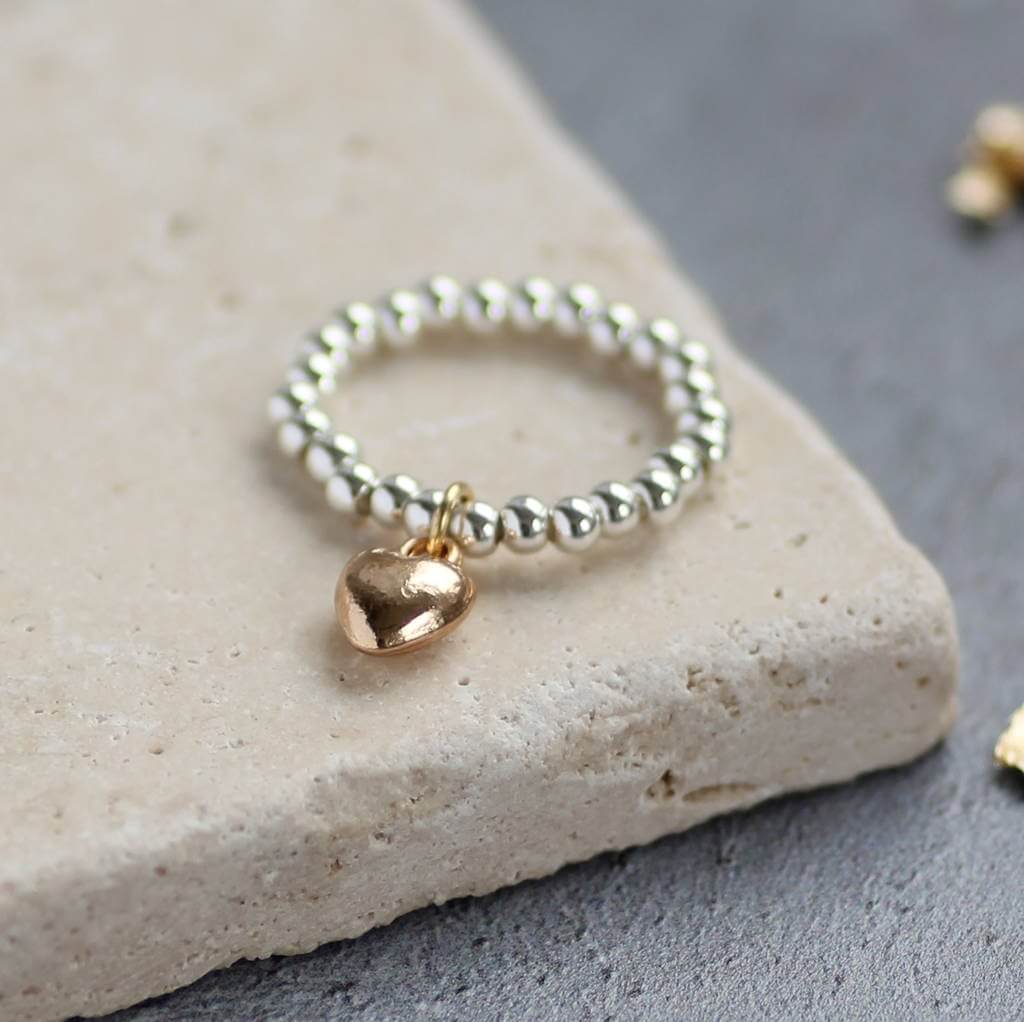 Joy by Corrine Smith Beaded Stretch Herz Ring Perlen Einheitsgr