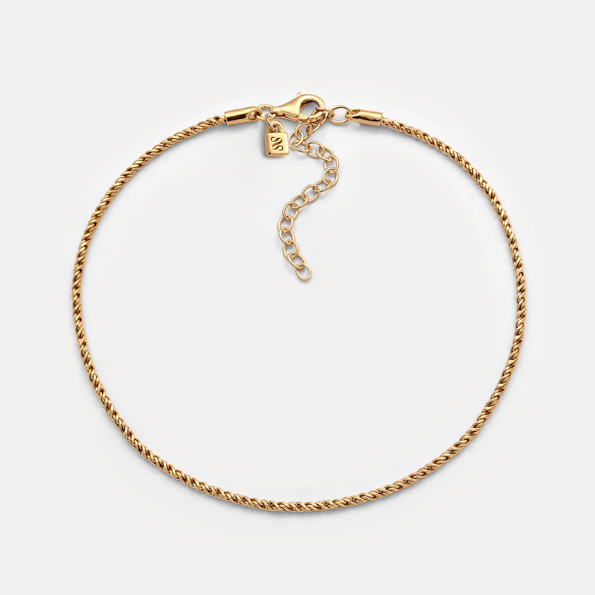 Stilnest Spiral Chain Fußkette Gold Vermeil verstellbar