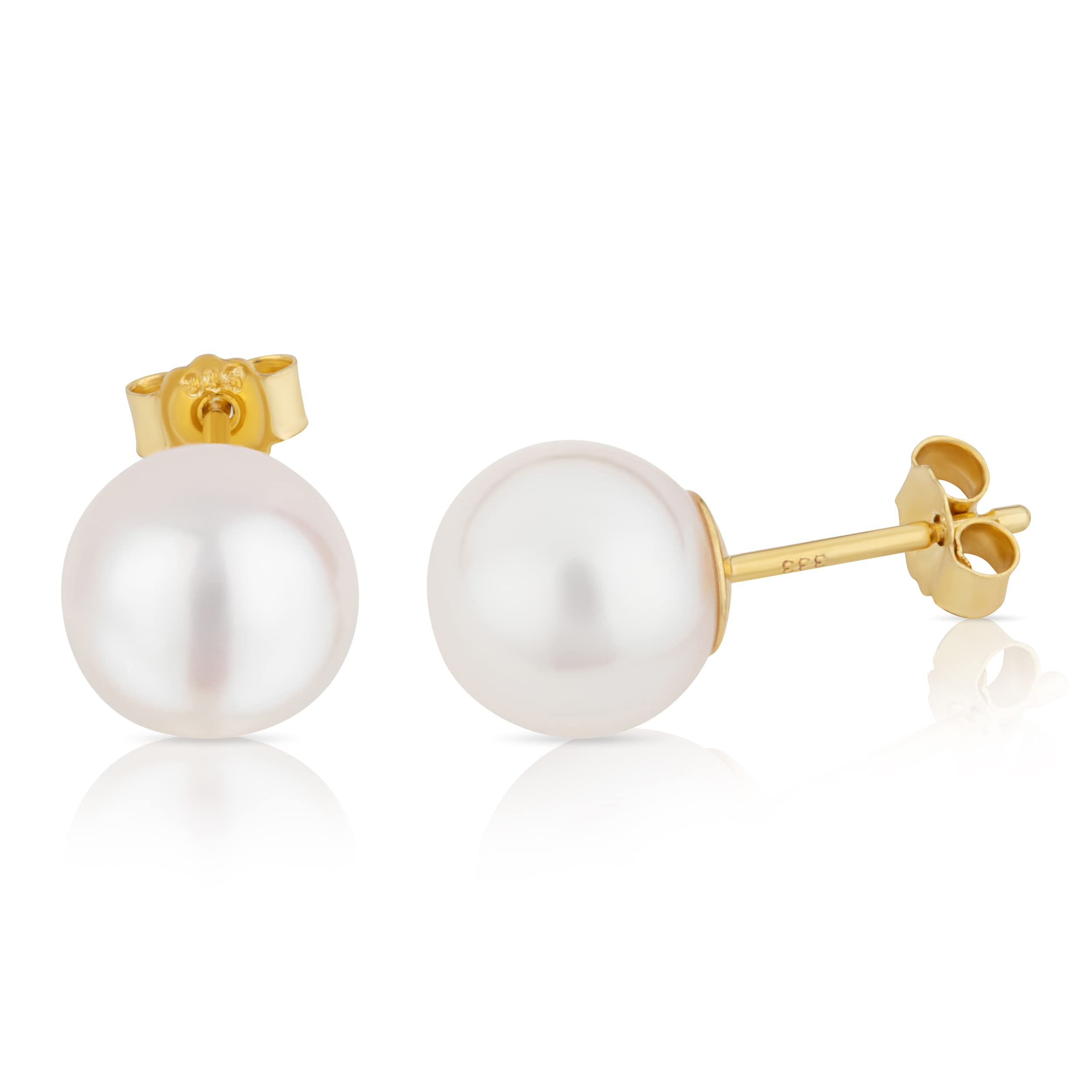 NKlaus Jewellery Perlen Ohrstecker 333 Gelbgold 8,5mm