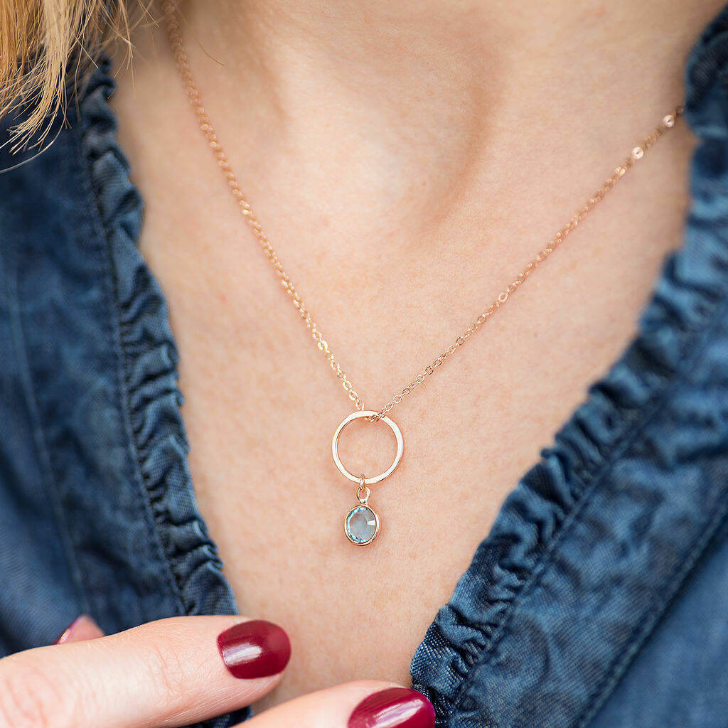 Joy Circle Halskette Rosegold Geburtsstein Charm Edelstein