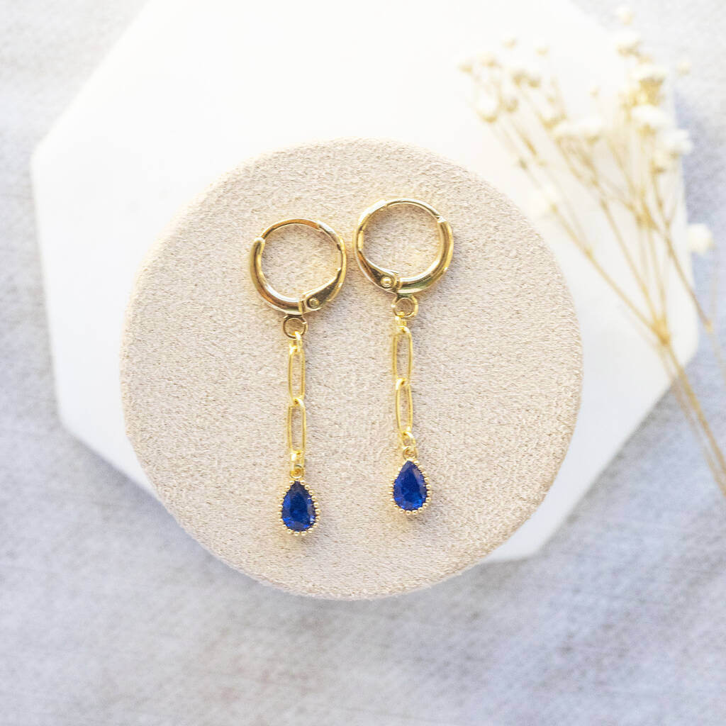 Joy by Corrine Smith Sapphire September Ohrringe Gold Tropfen