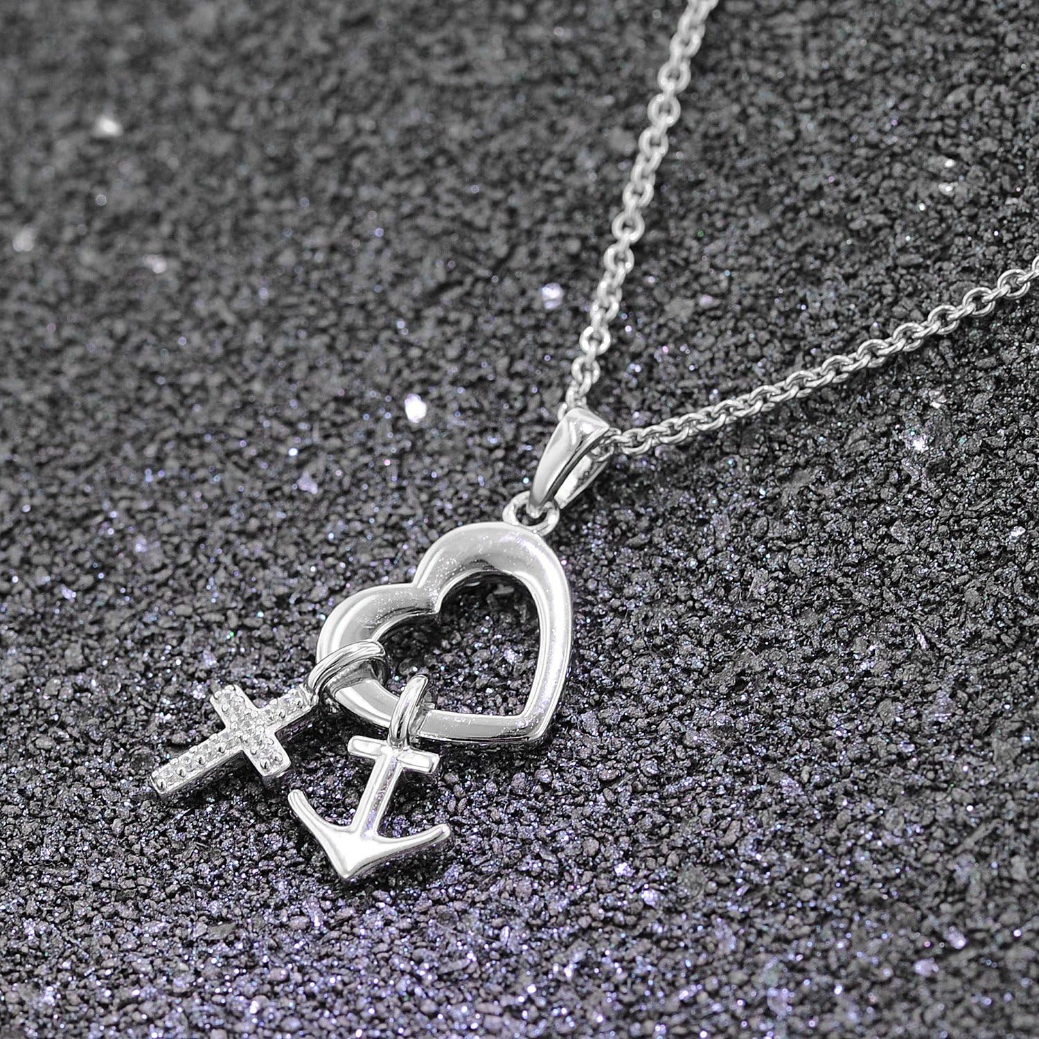 trendor Halsketten Glaube Liebe Hoffnung Silber 925 45 cm