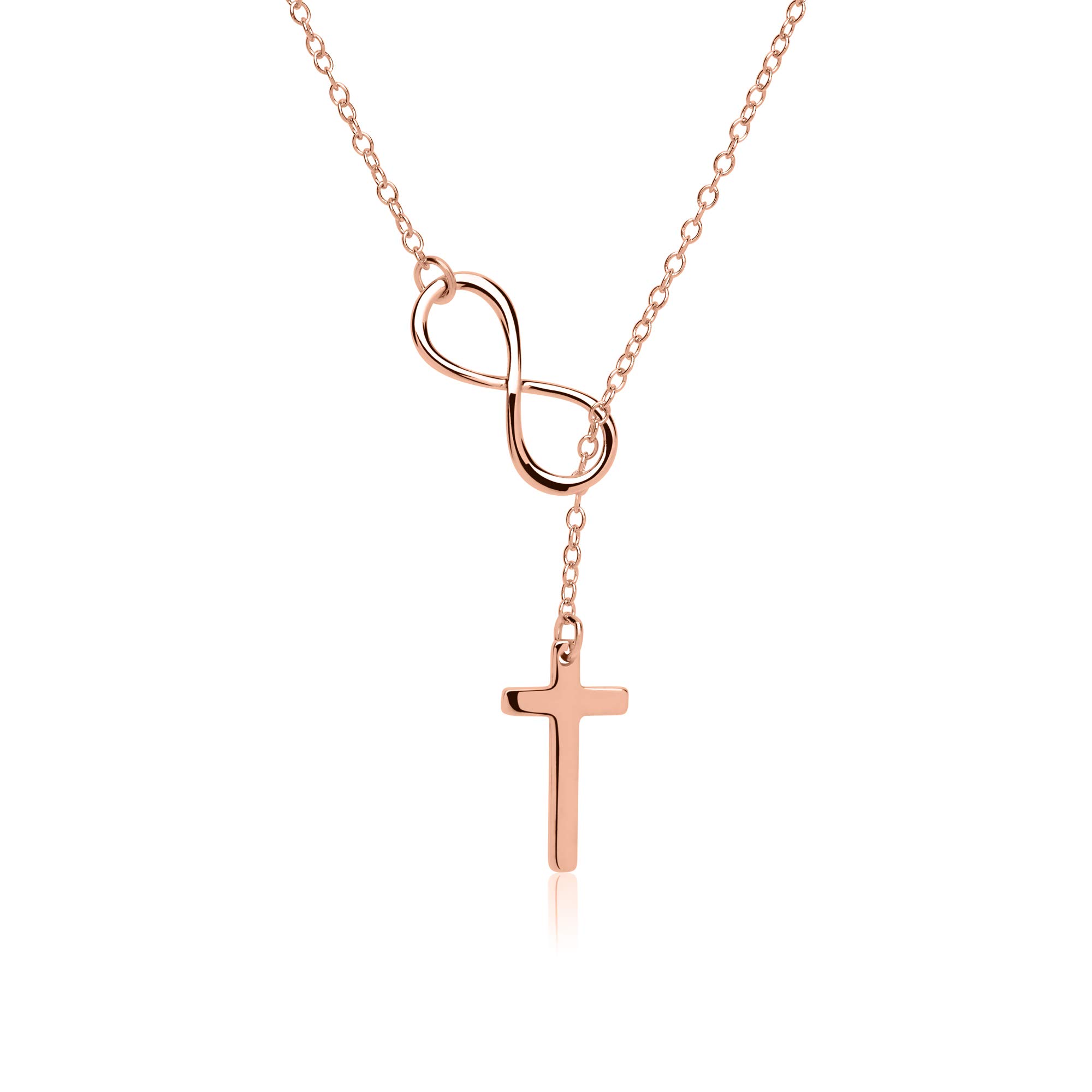 JEWLIX Y-Kette Infinity Kreuz Halskette Rosé