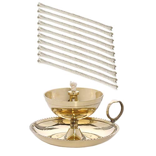 NKlaus Candle Holder Ghee Öllampe Messing gold groß 10 Dochte