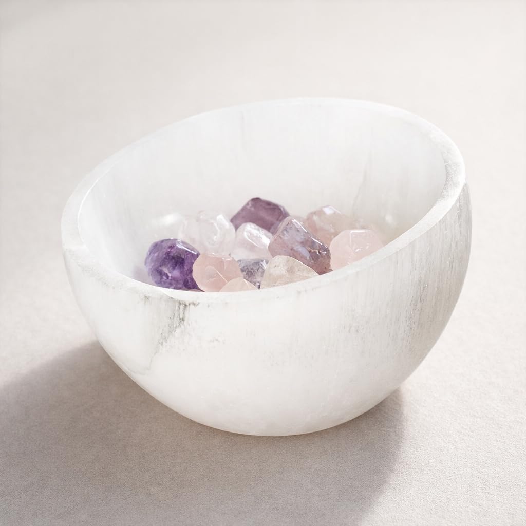 NKlaus Selenit-Schale rund 12x7 cm poliert