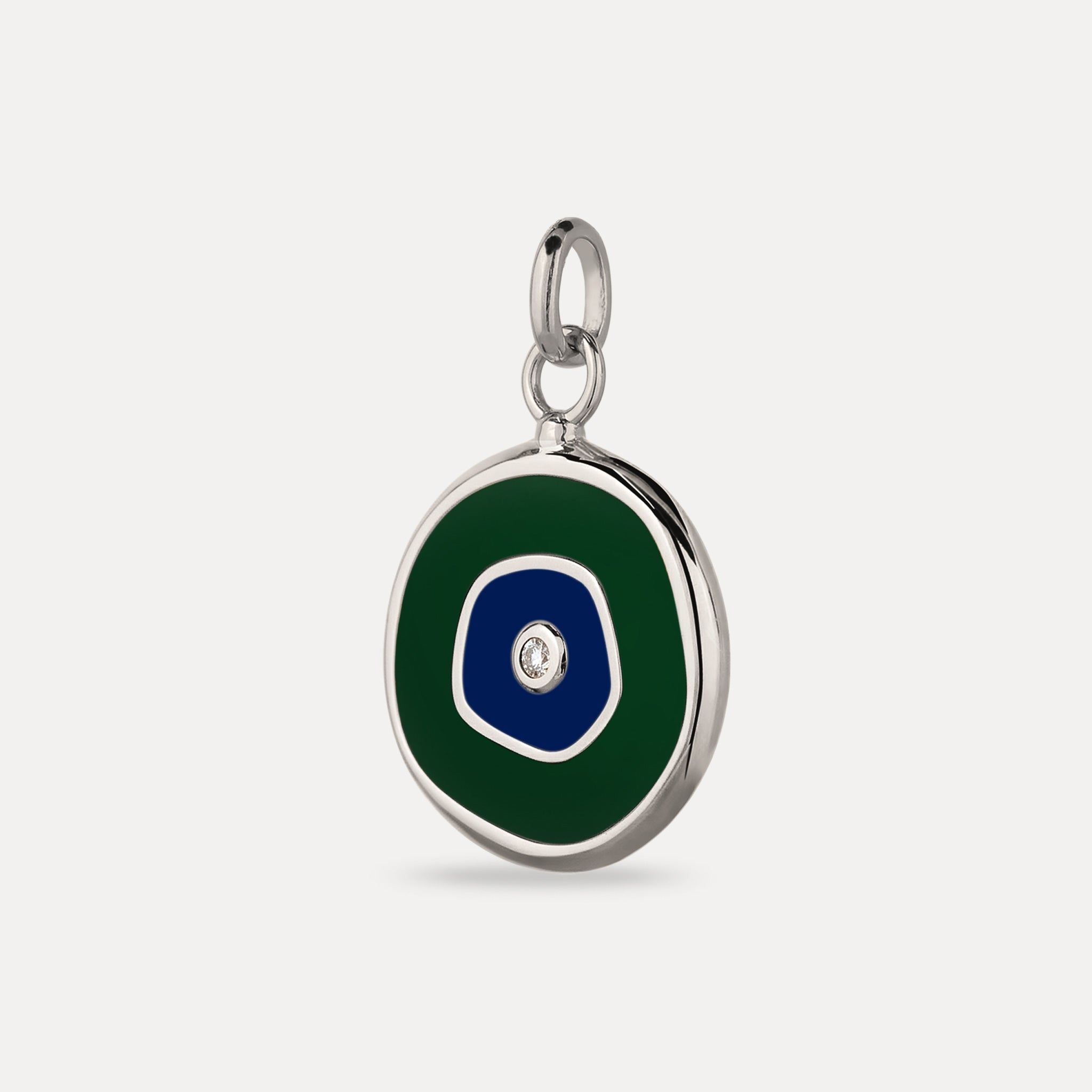 Stilnest Pendants Evil Eye Anhänger Weißer Saphir Dunkelgrün
