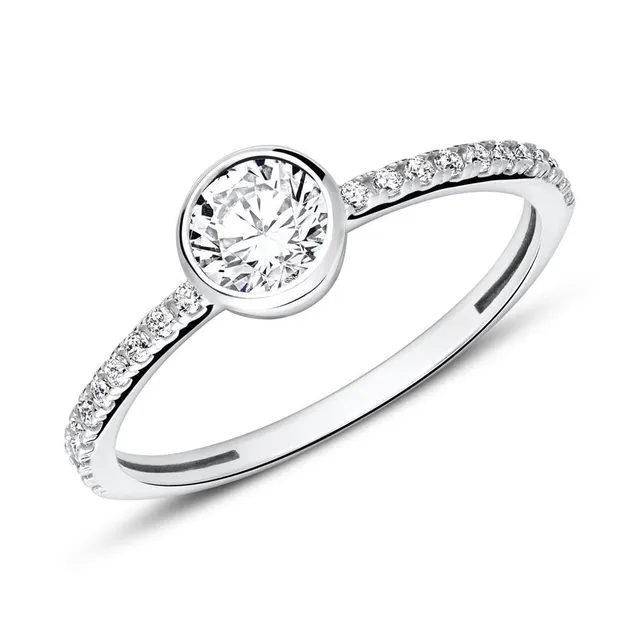 JEWLIX Verlobungsring 375 Weißgold Zirkonia Größe 48