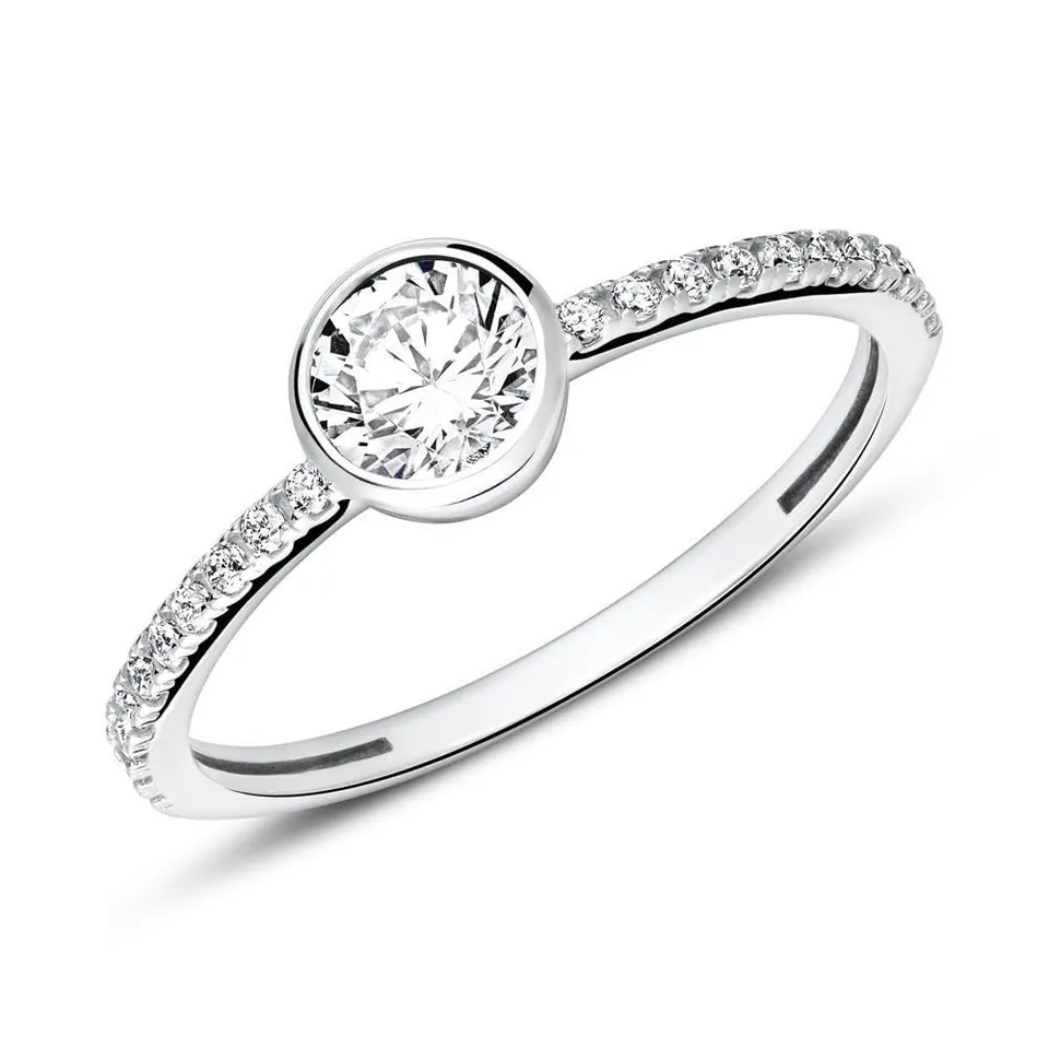 JEWLIX Verlobungsring 375 Weißgold Zirkonia Größe 48