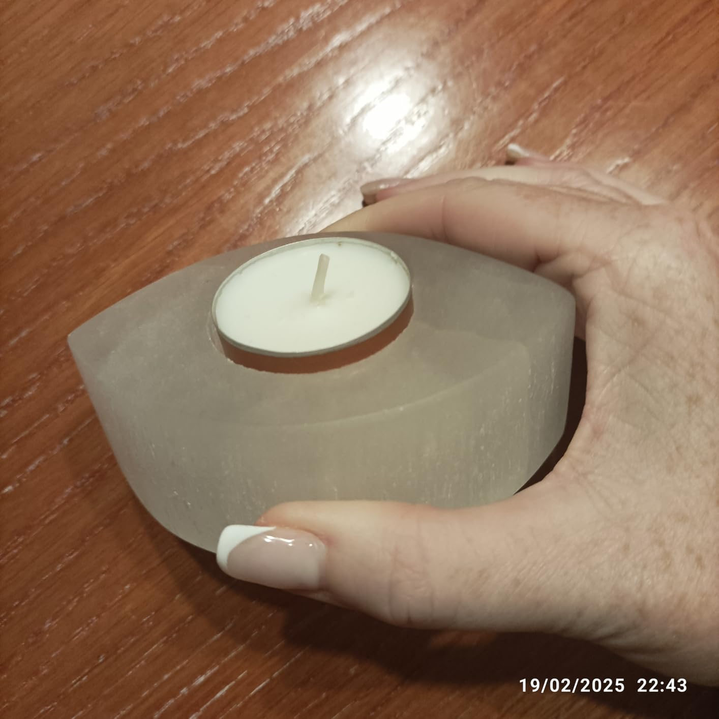 NKlaus Healing Crystals Selenit Teelichthalter Auge 10,5cm Stein