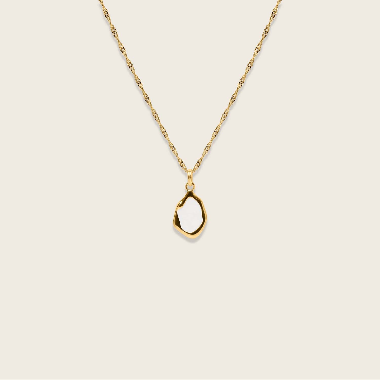 Stilnest Oyster Kette Perlenweiß Halskette 24k Gold Vermeil 45cm