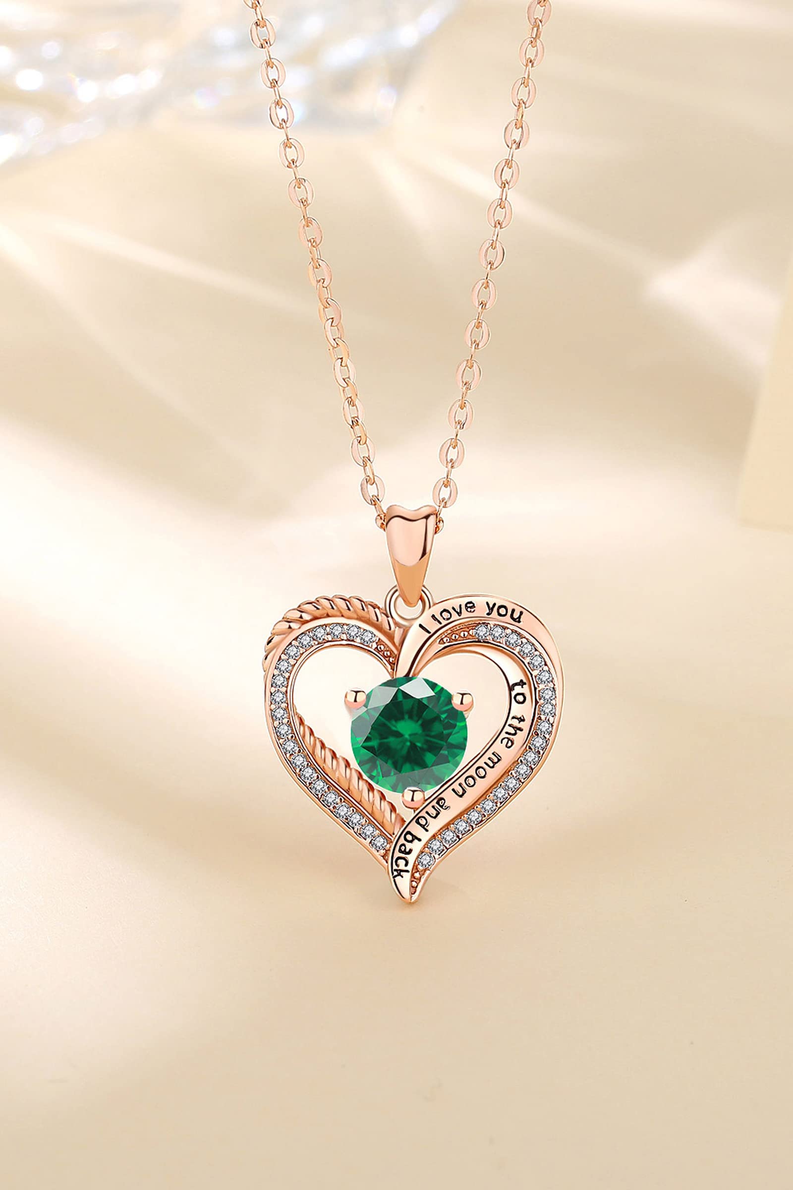 Eudora Harmony Bola Herz Kette Silber Rosegold Geburtsstein