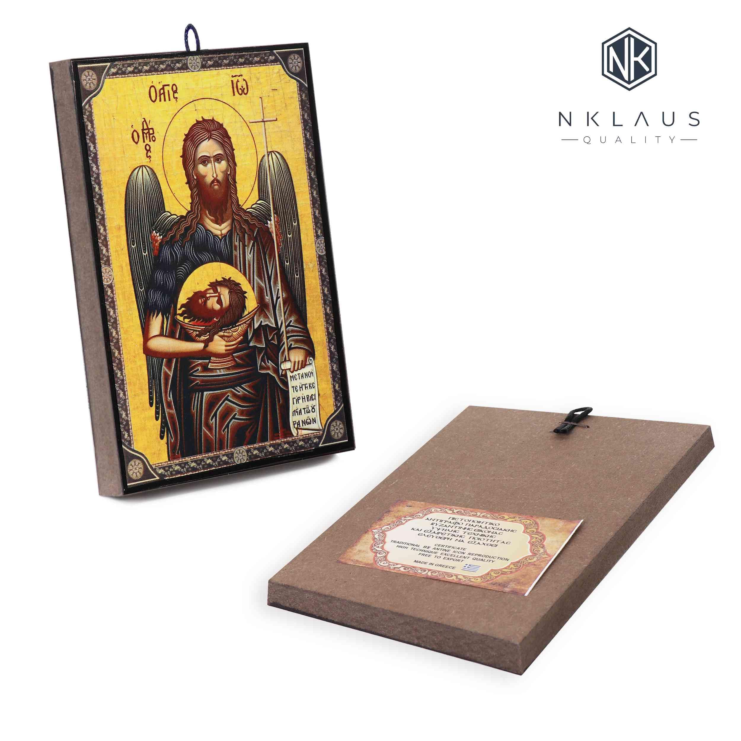 NKlaus Religious Icons Johannes der Täufer Ikone Holz 9,7x13,5cm