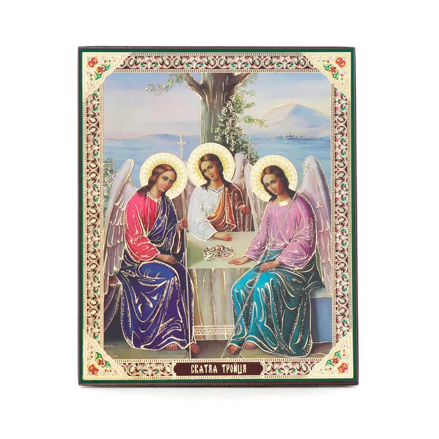 NKlaus Heilige Dreifaltigkeit Ikone Holz 10x12cm orthodox