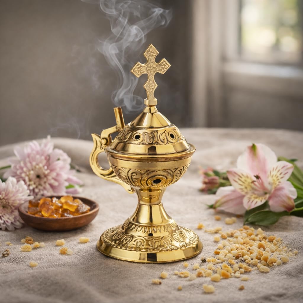 NKlaus Home Scents Weihrauchgefäß Messing Gold 14cm
