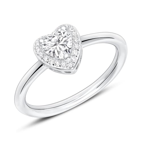JEWLIX Herzring 925 Silber Zirkonia Ring 56mm