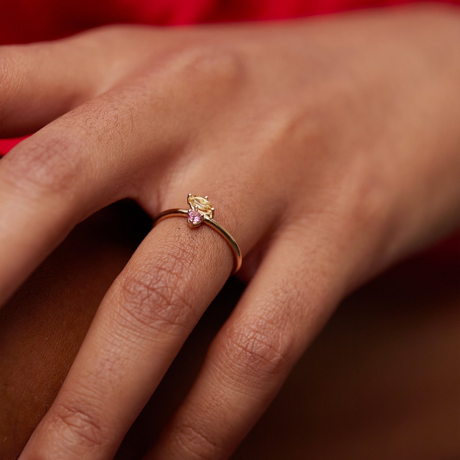 Stilnest Joy Solitär Ring 585 Gold Citrin Turmalin